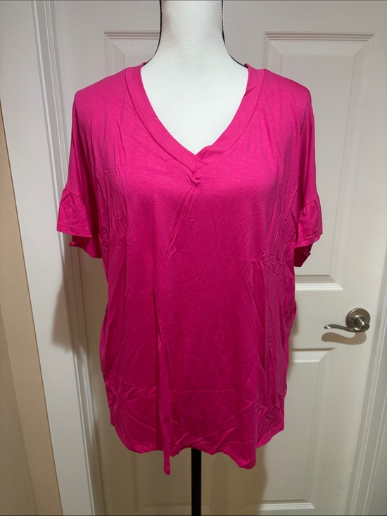 white birch Tops - Women’s Pink V-Neck Short Sleeve Top
